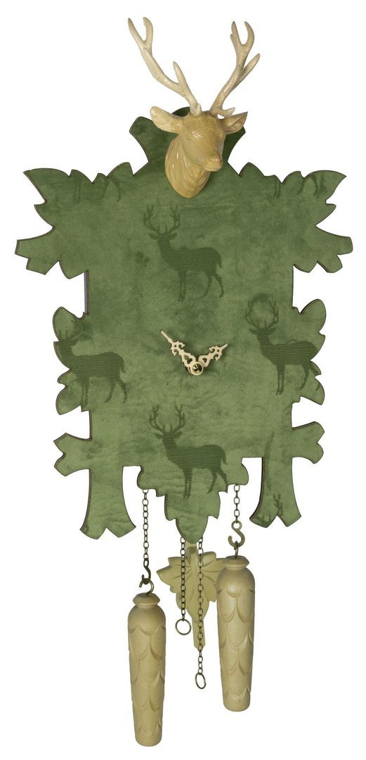 Schilderuhr Quarz-Pendelwerk mit Velourauflage grün 3059 QM